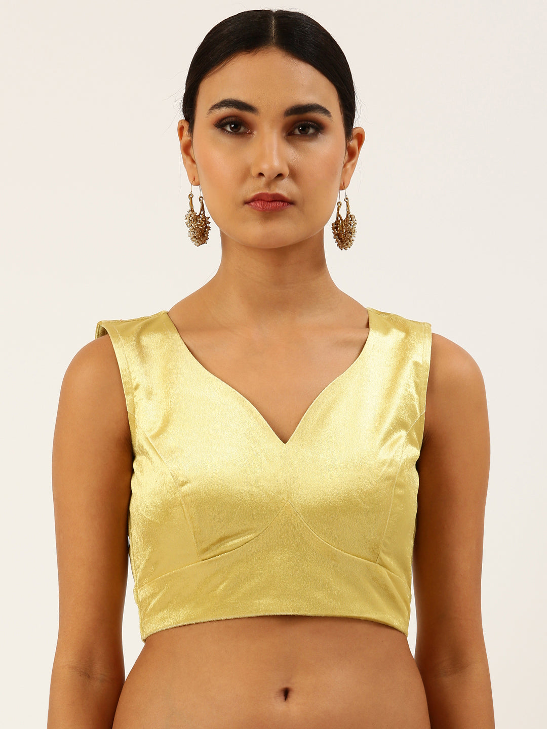 Women's Yellow Toned Velvet Readymade Blouse - Royal Dwells
