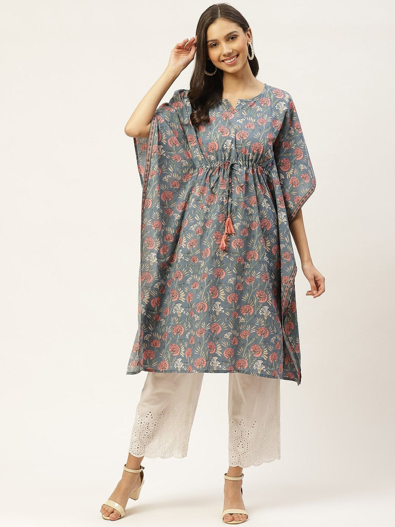 Women's Cotton Blue Kaftan Kurta