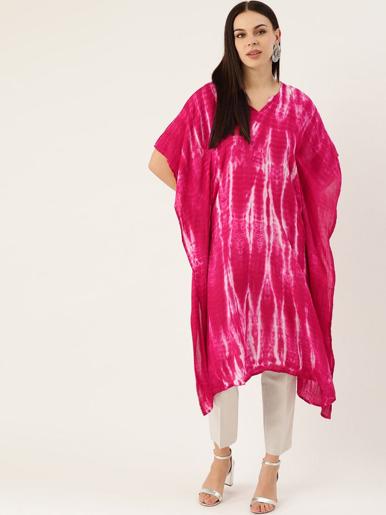 Women's Pink Crepe Kaftan Kurta