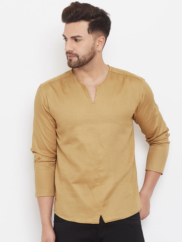 Men's Mustard Summer Casual Shirt Kurta