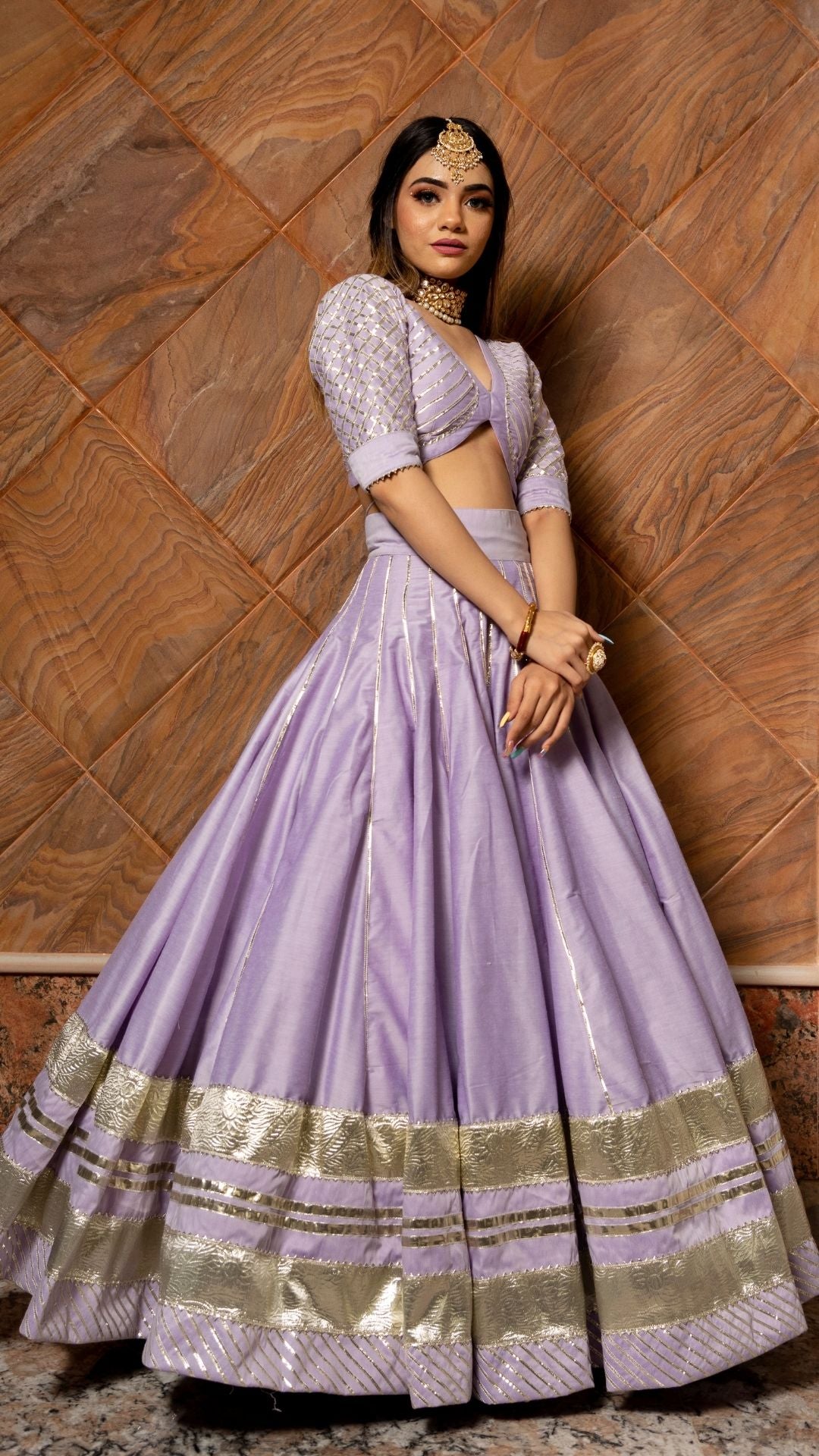 Women's Ibadat Lilac Cotton Silk  Lehenga Set - Pomcha Jaipur