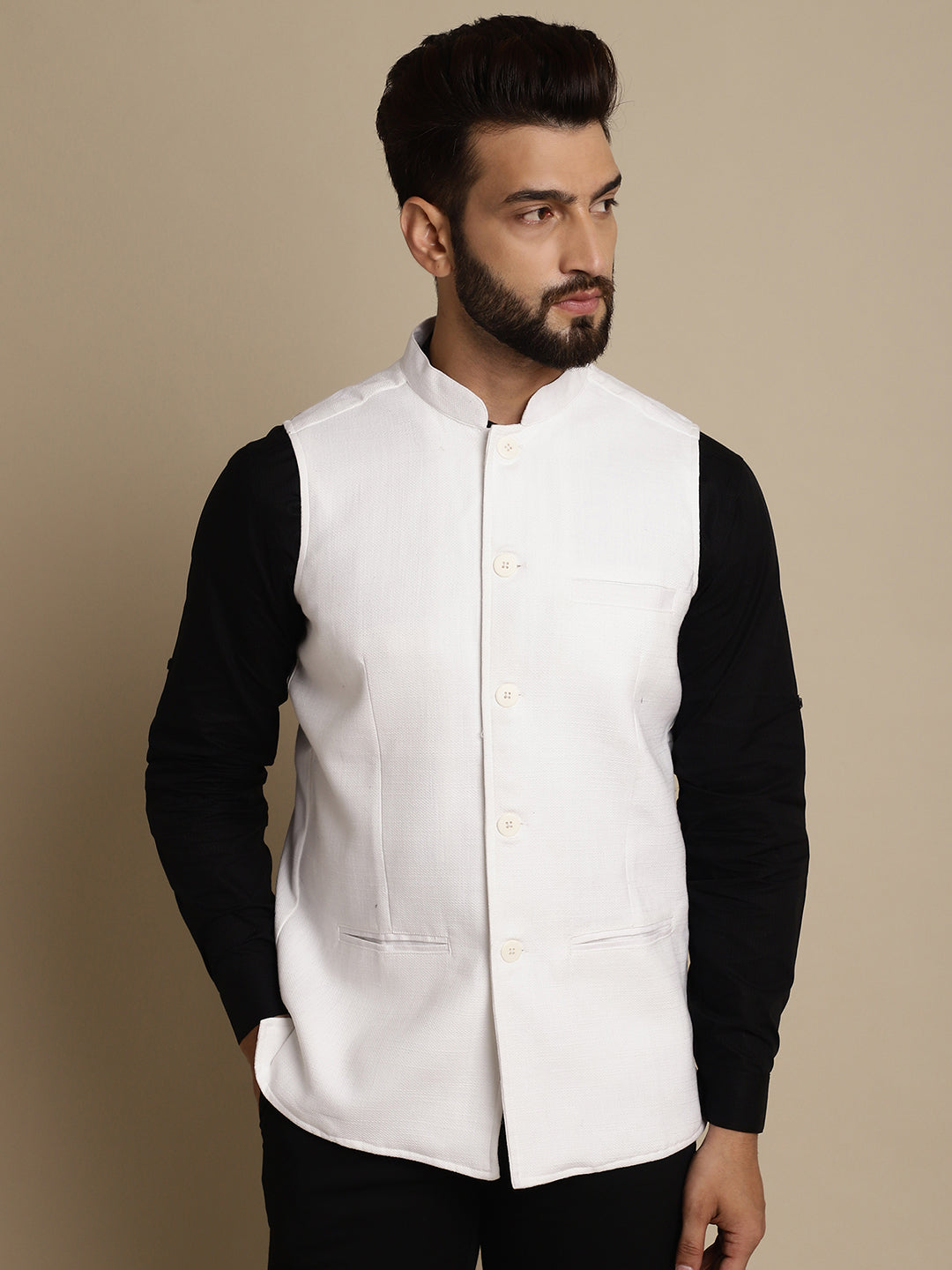 Men's Mandarin Collar Waistcoat - Even Apparels