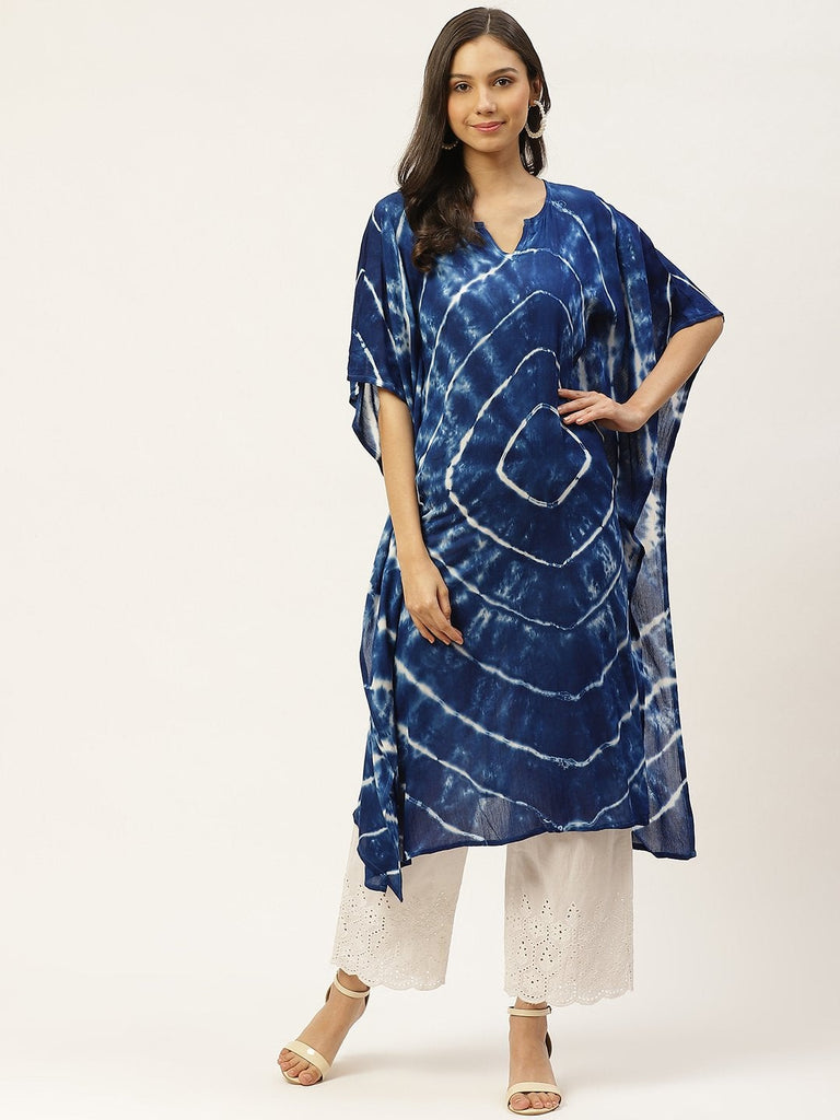 Women's Blue Crepe Kaftan Kurta