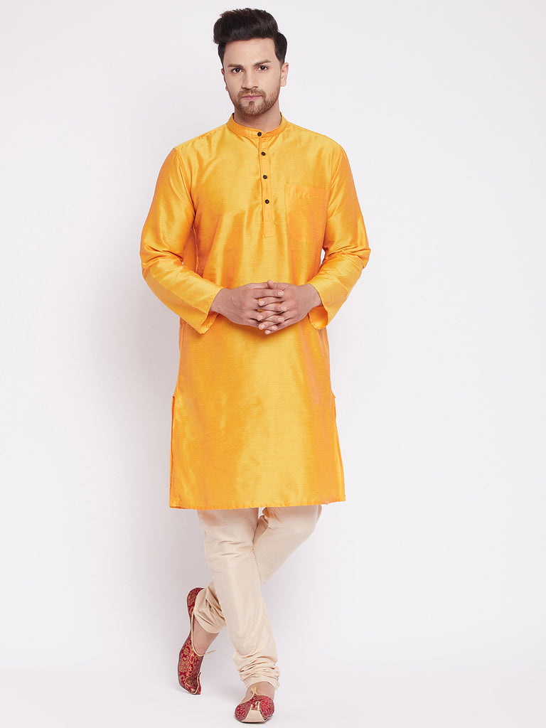 Men's Long Kurta with Band Colla