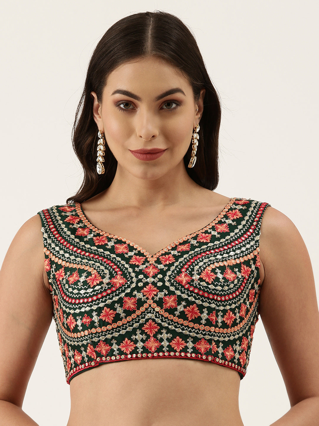 Women's Green Georgette Embroidered Blouse - Royal Dwells