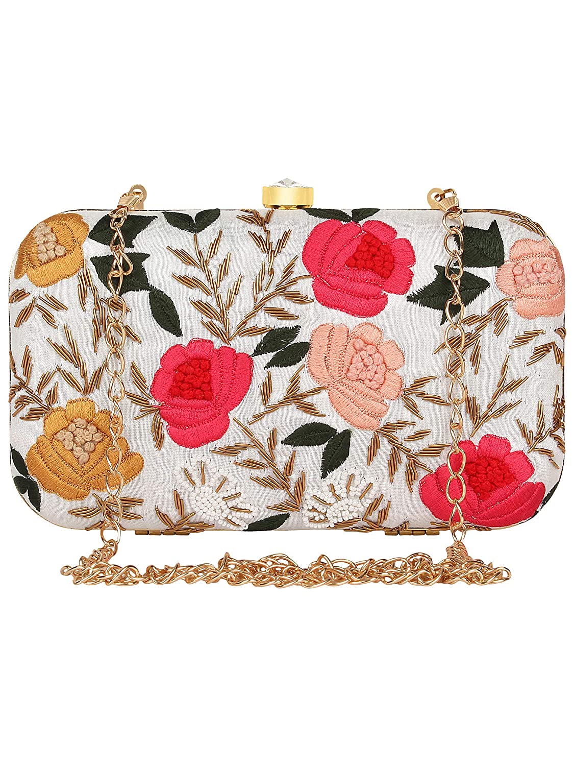 Women's Multi Color  Adorn Embroidered & Embelished Party Clutch - VASTANS
