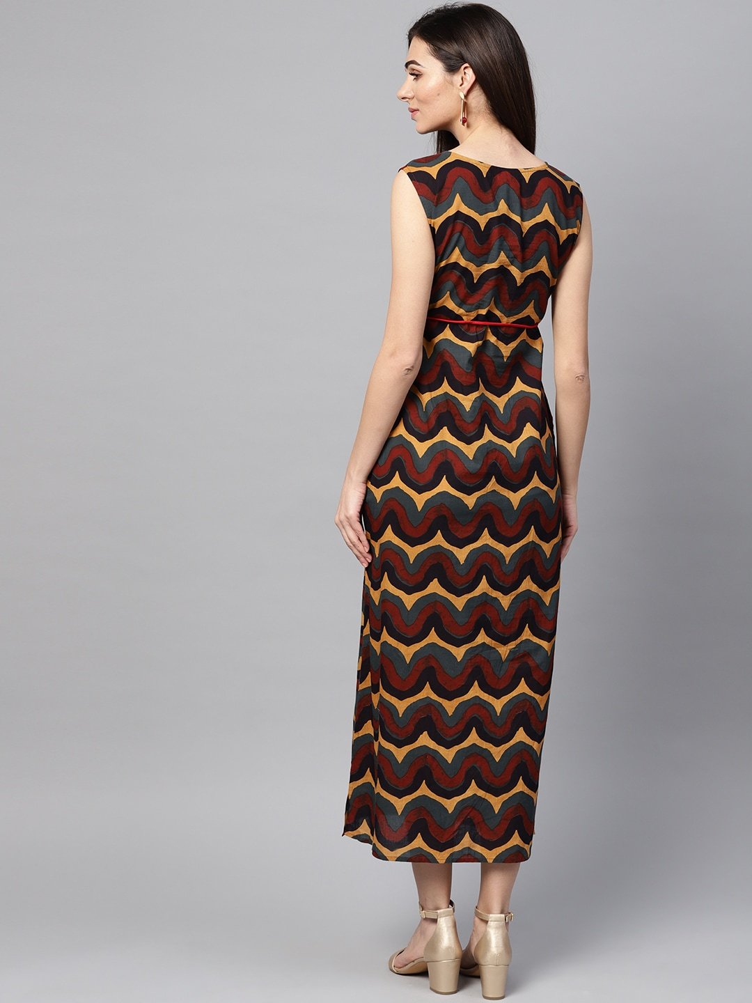 Women's  Multicoloured Printed Maxi Dress - AKS