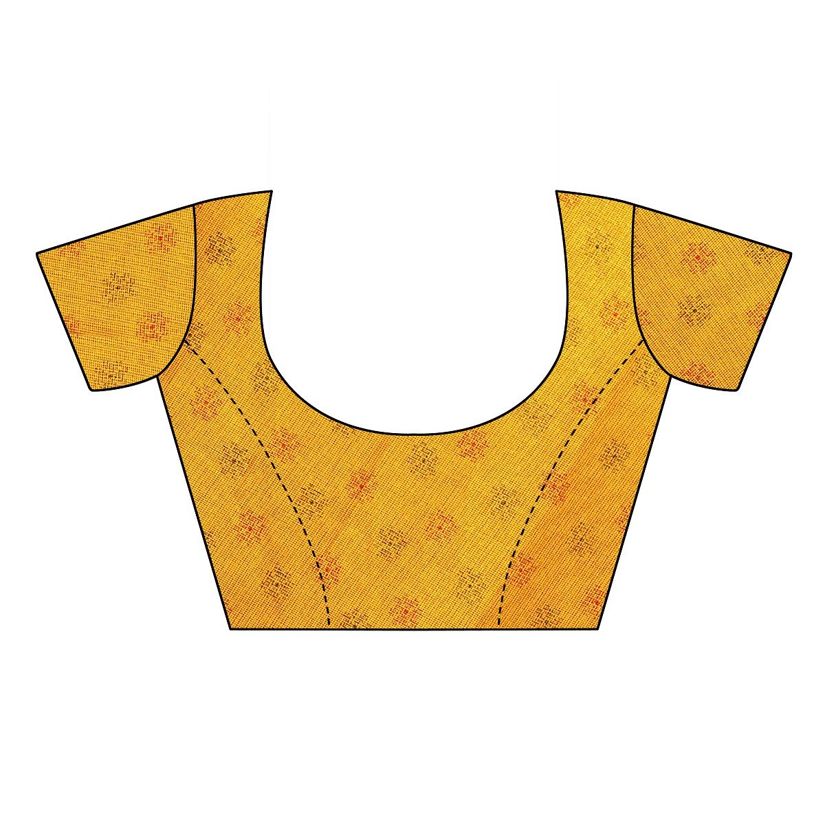 Women's Printed Jute Silk Yellow Saree - Vamika