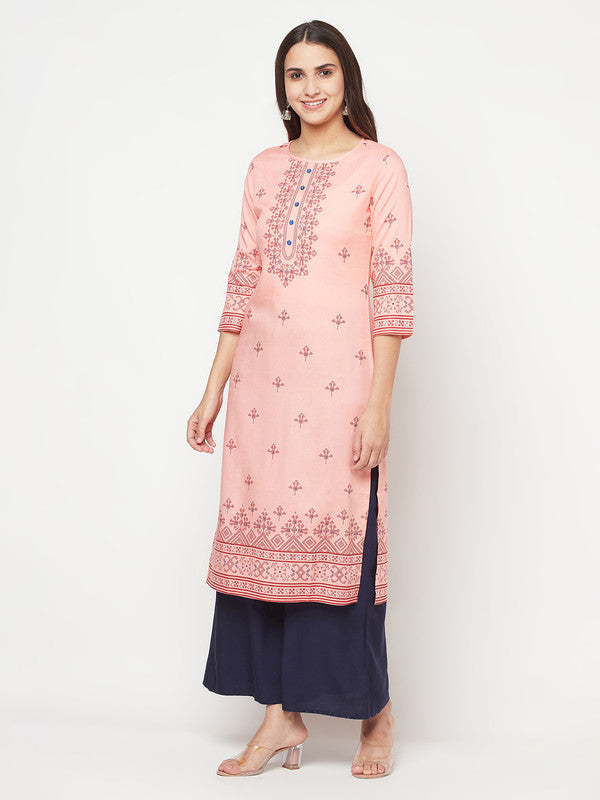 Women's Rayon Digital Screen print straight kurta,Pea