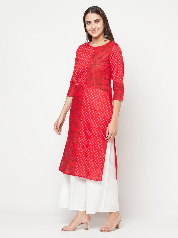 Women's Cotton Block print straight kurta,R
