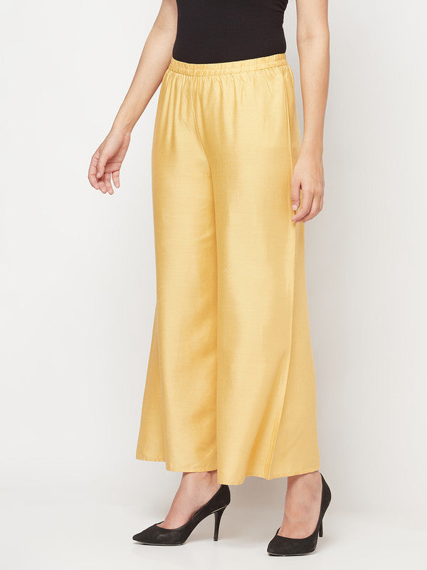 Women's Rayon Flared slip-on Palazzo,Golden/Bei