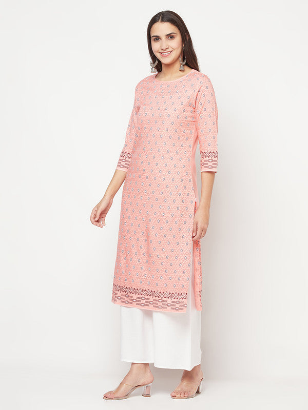 Women's Rayon Digital Screen print straight kurta,Pea