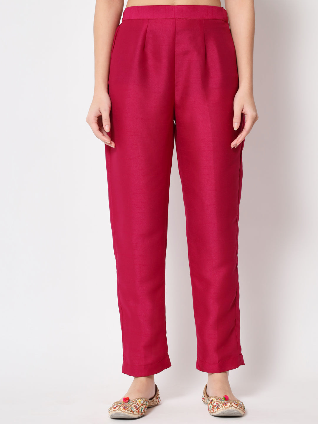 Women's Pink Jacket Style Straight Kurti With Pants - Anokherang