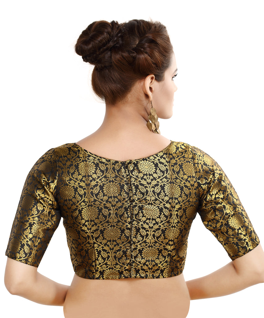 Women'S Traditional Benaras Brocade Readymade Stitched Saree Blouse