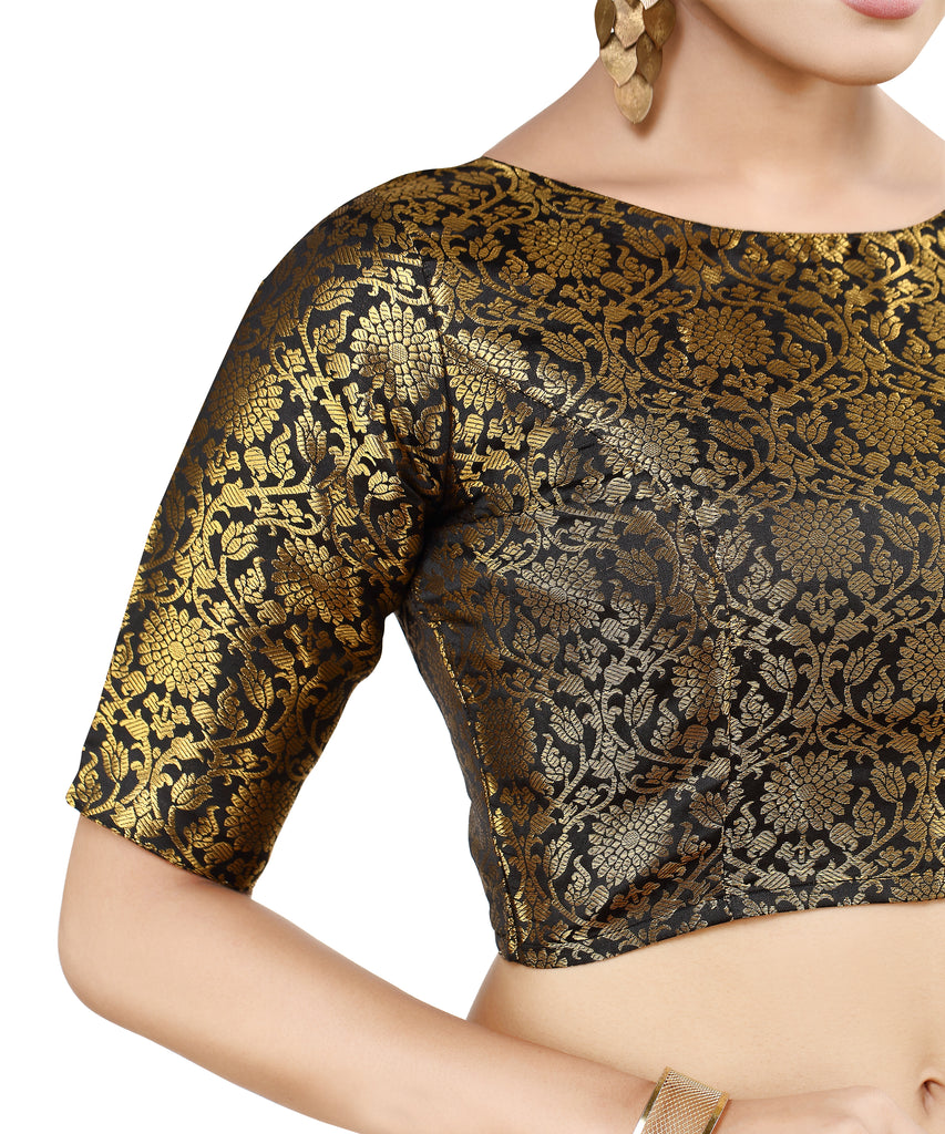 Women'S Traditional Benaras Brocade Readymade Stitched Saree Blouse