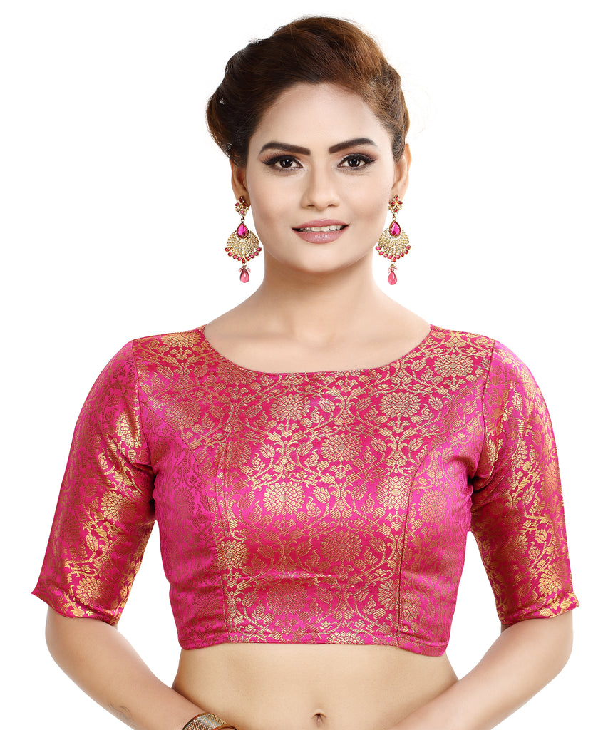 Women'S Traditional Benaras Brocade Readymade Stitched Saree Blouse