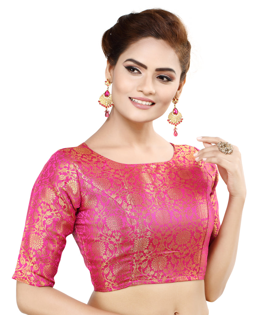 Women'S Traditional Benaras Brocade Readymade Stitched Saree Blouse