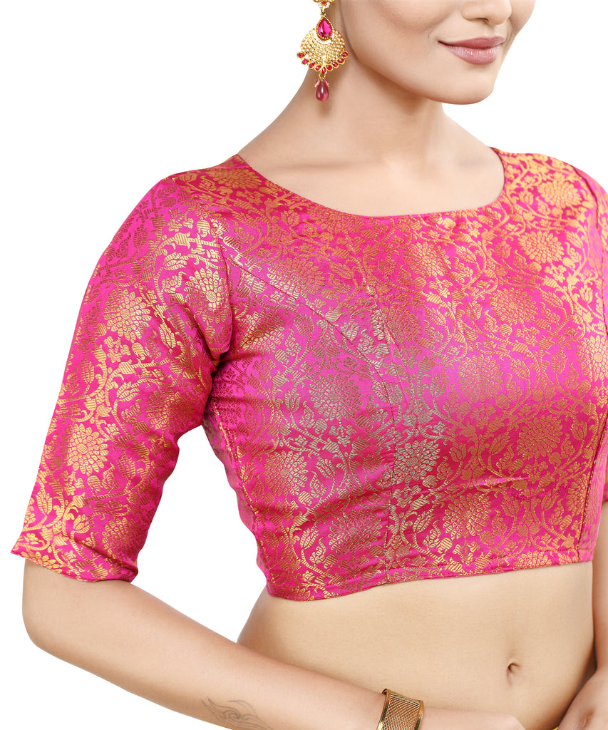 Women'S Traditional Benaras Brocade Readymade Stitched Saree Blouse
