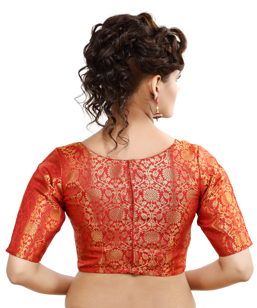 Women'S Traditional Benaras Brocade Readymade Stitched Saree Blouse