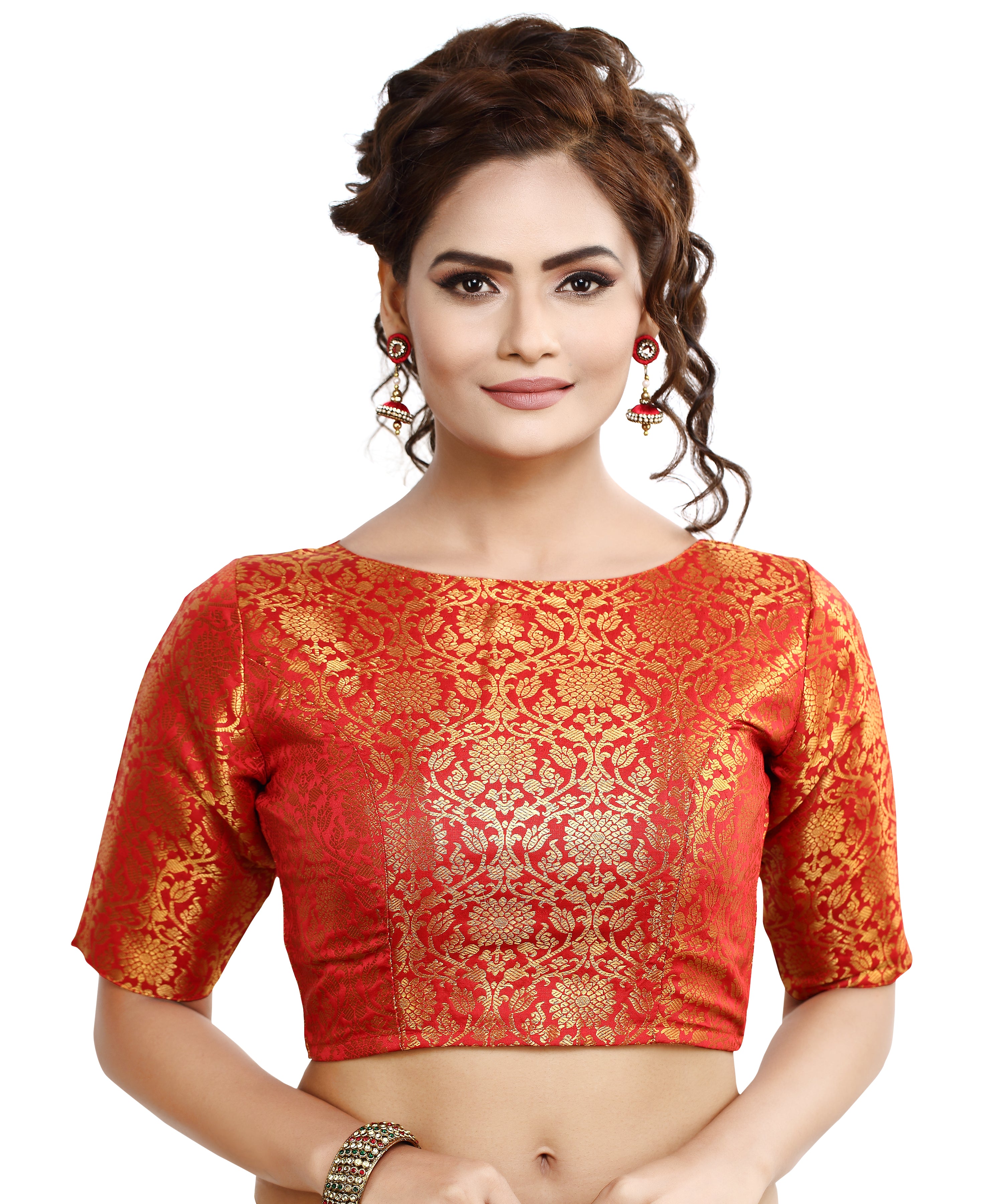 Women'S Traditional Benaras Brocade Readymade Stitched Saree Blouse