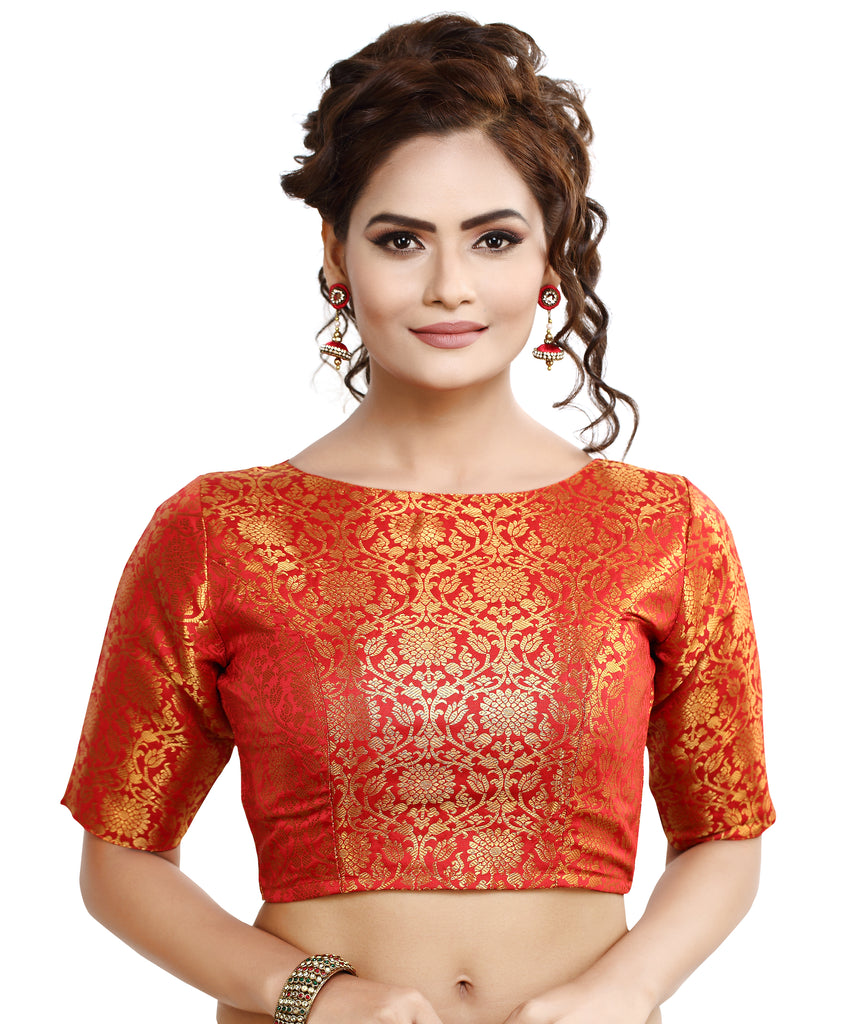 Women'S Traditional Benaras Brocade Readymade Stitched Saree Blouse