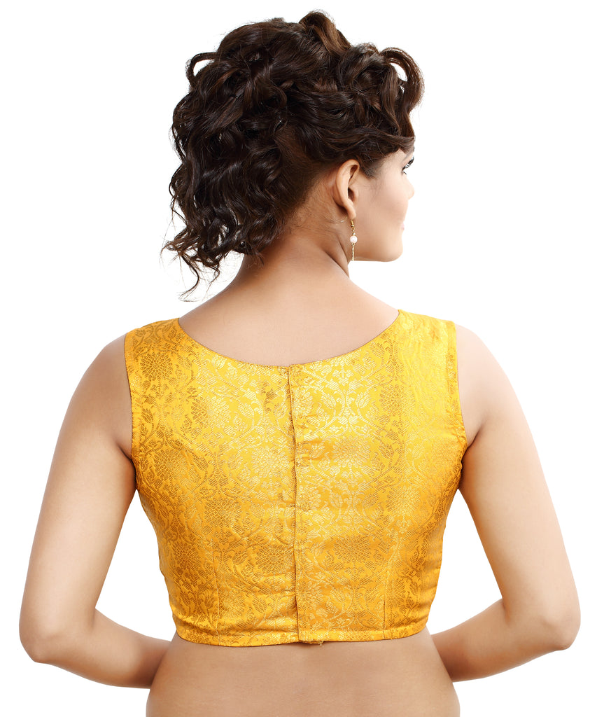 Women'S Traditional Rich Banaras Brocade Sleeveless Readymade Saree Blouse