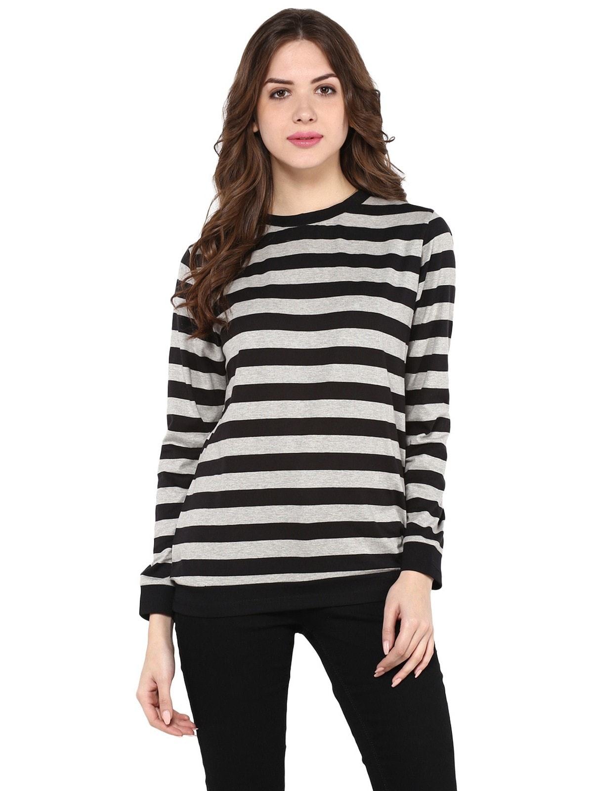 Women's Stripe Round Neck Sweater - Pannkh