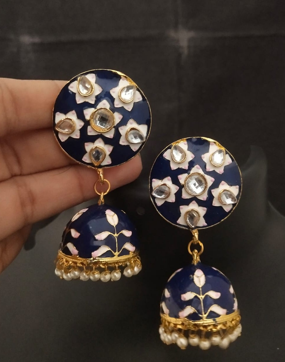 Buy Blue Jhumka/ Blue Meenakari Jhumka/ Oxidized Silver Jhumka Earrings/  Blue Tribal Jhumka/ Designer Earrings/ Indian Ethnic Earrings Online in  India - Etsy