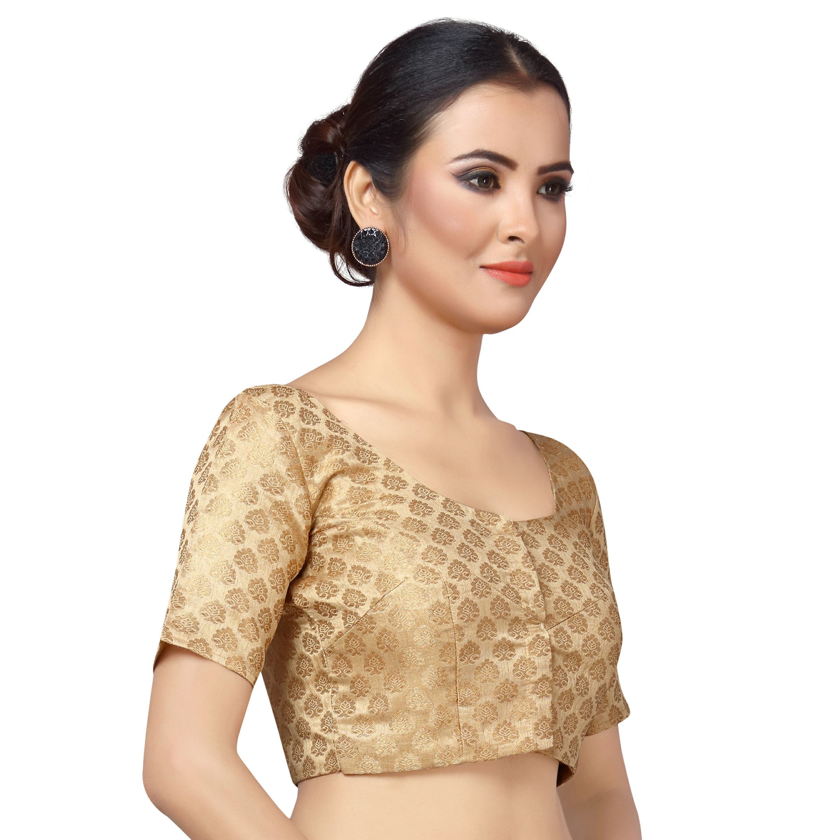 Women Gold Brocade Saree Blouse by Shringaar (1pc)