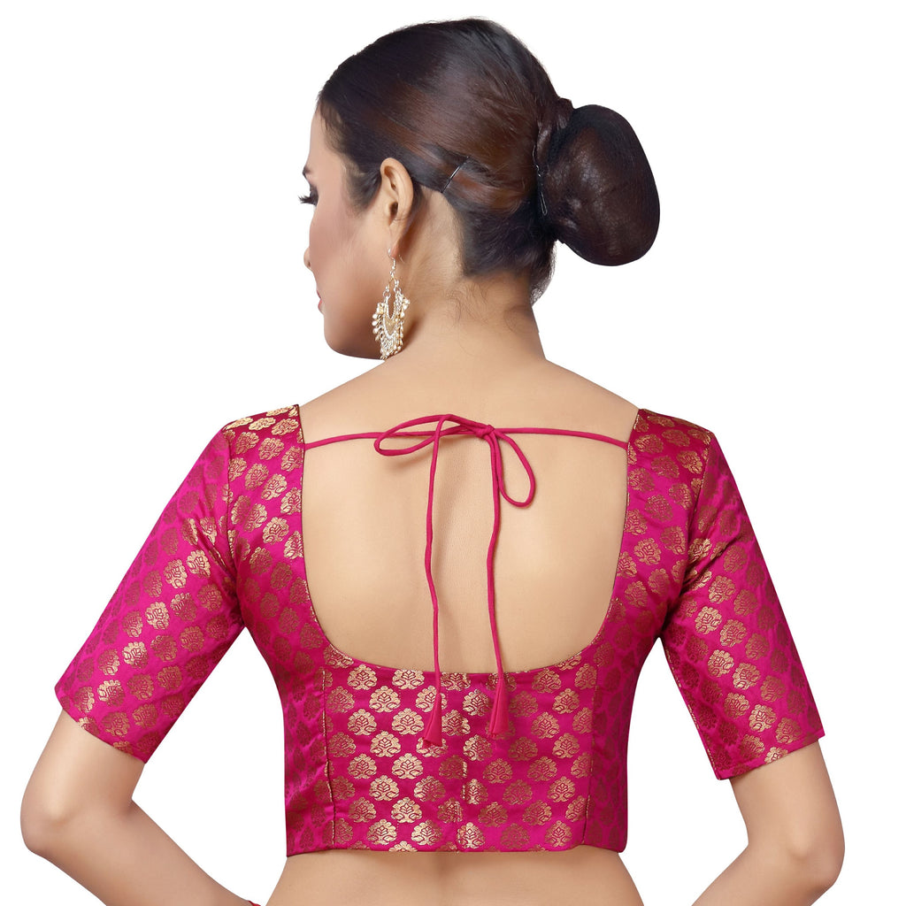 Women Pink Brocade Saree Blouse by Shr