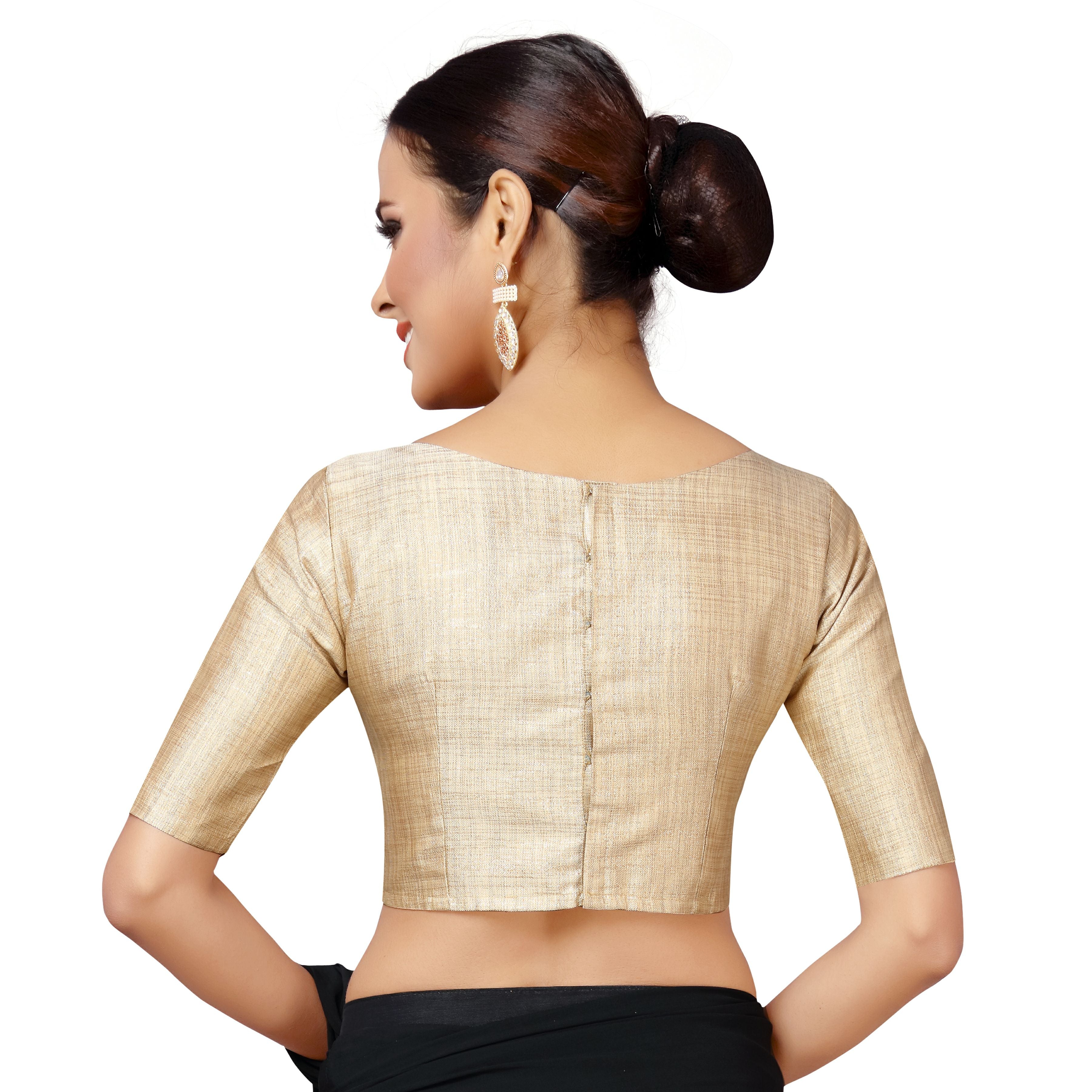 Women Gold Polyester Saree Blouse by Shringaar (1pc)