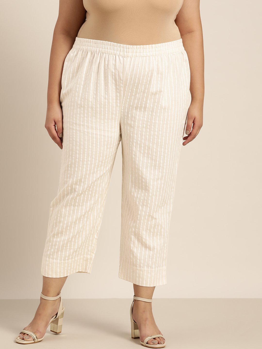 Women's Natural Cotton Flex Striped Straight Pant - Juniper