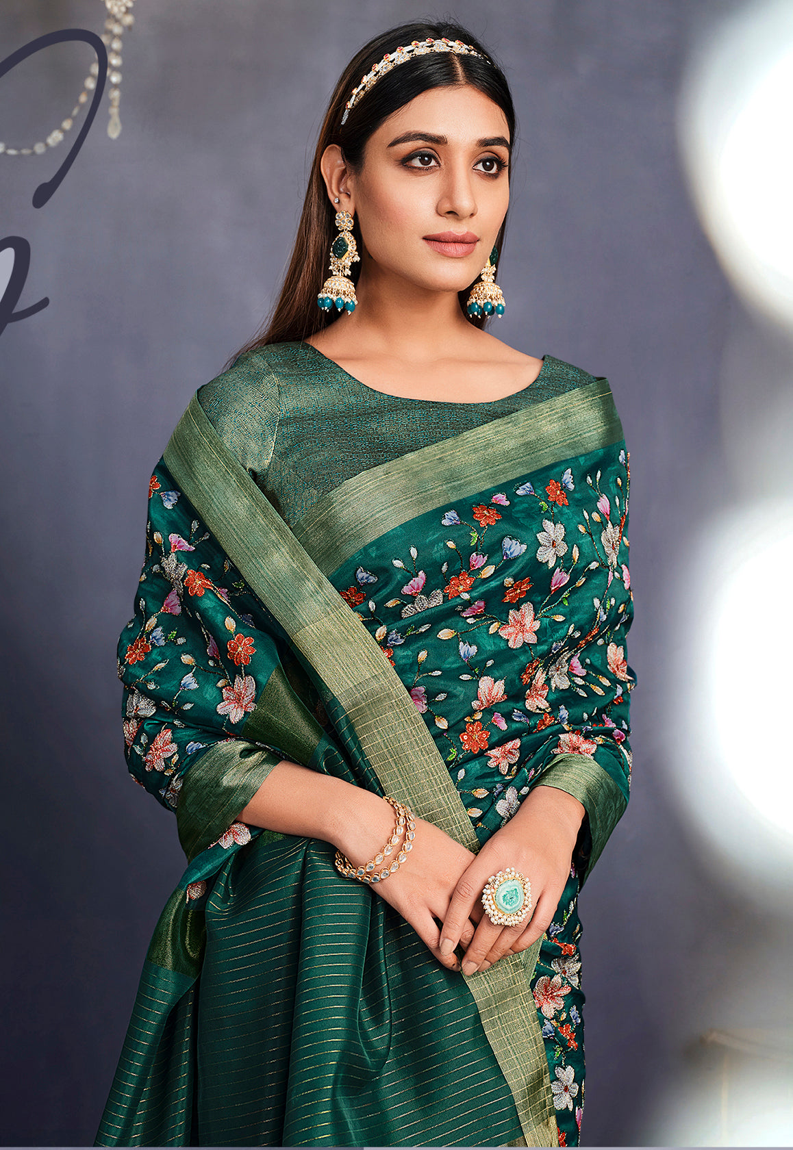 Women's Green Tusser Silk Design Saree With Unstitched Blouse Piece - Navyaa