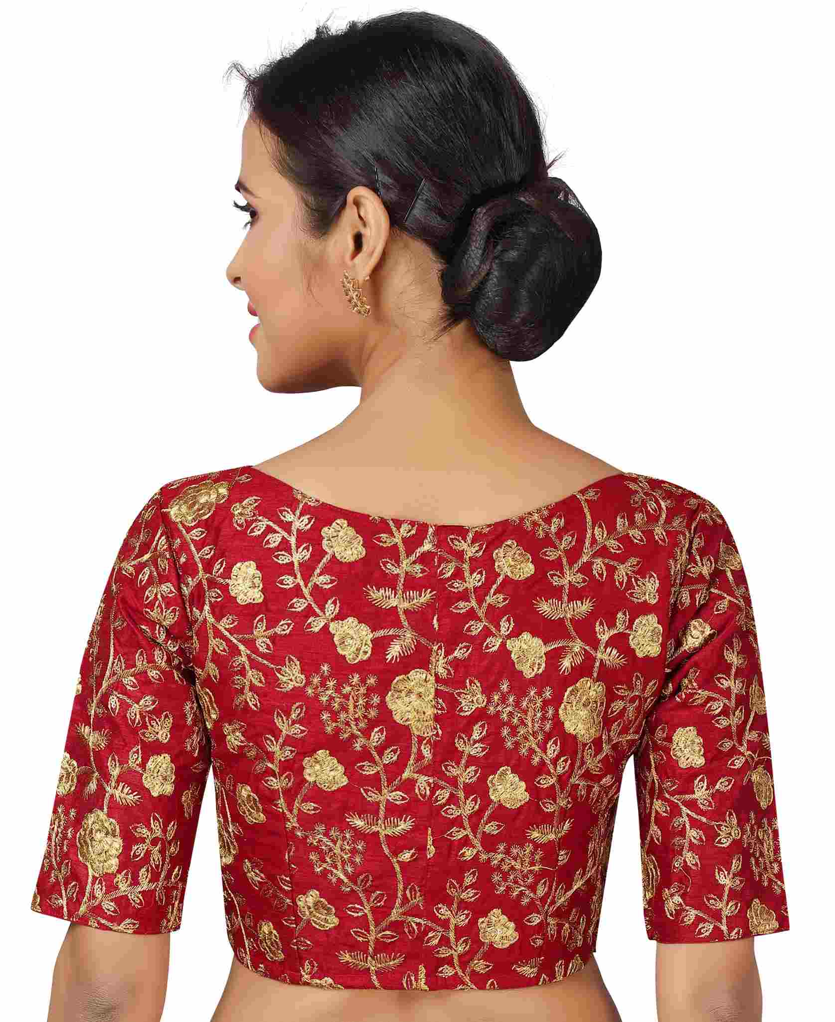 Women's Maroon Embroidered Blouse by Shringaar- (1pc set)