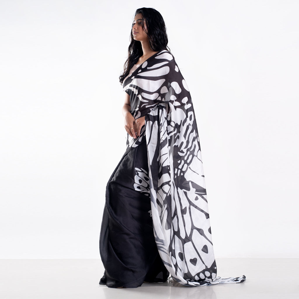 Women's Birdwing Digital Printed Satin Georgette Saree