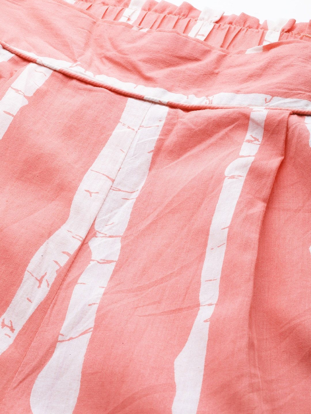 Women's  Pink & White Striped Flared Palazzos - AKS