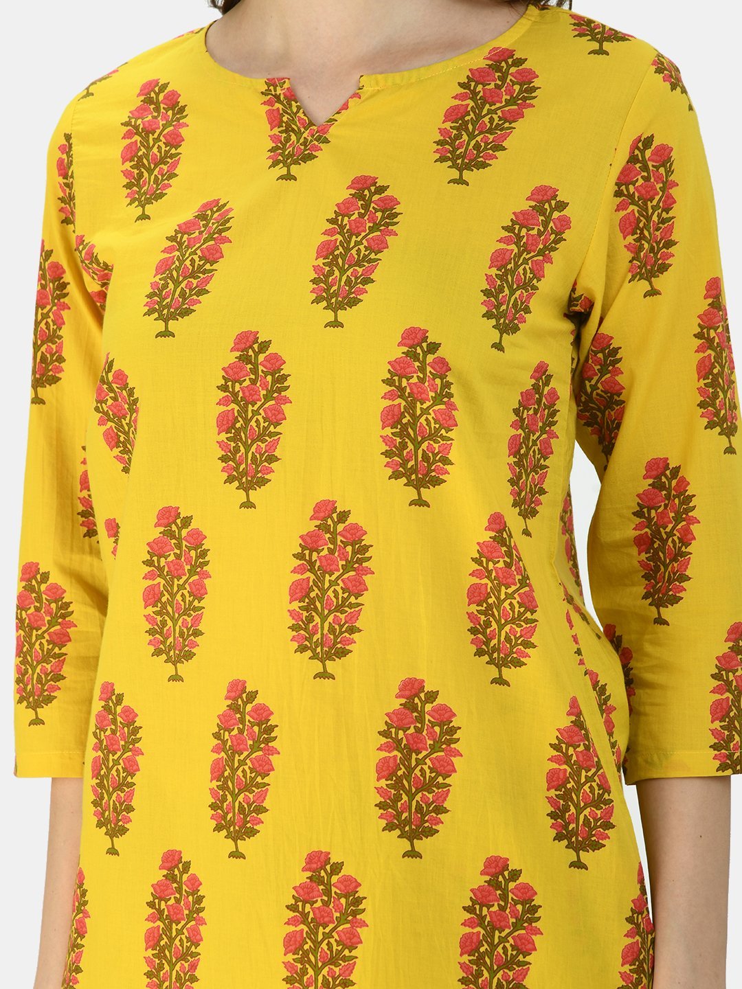 Women's Mustard Cotton Printed Half Sleeve V Neck Casual Night Suit - Myshka