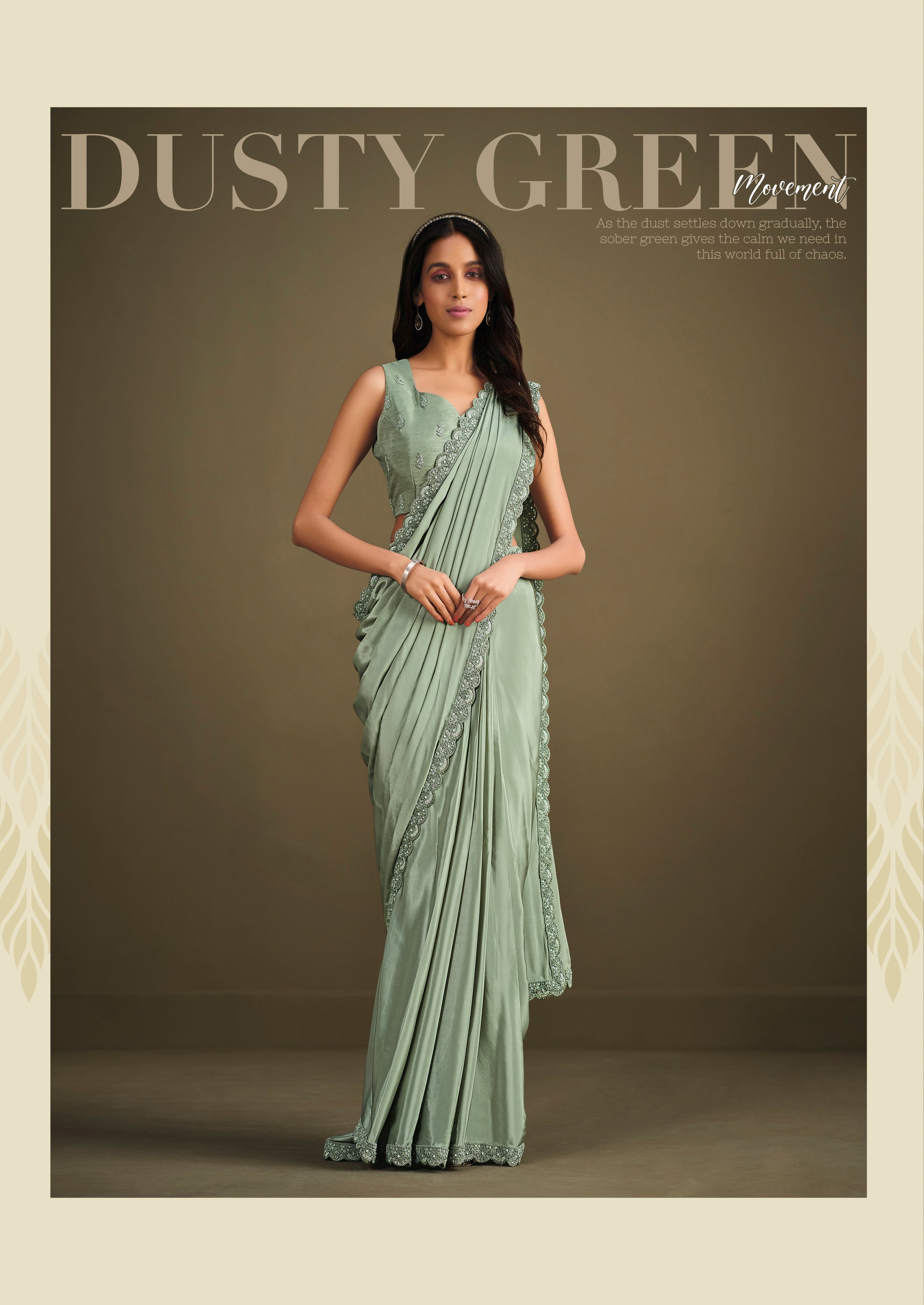 Women's Sea Green Crepe Silk Design Saree With Unstitched Blouse Piece - Navyaa