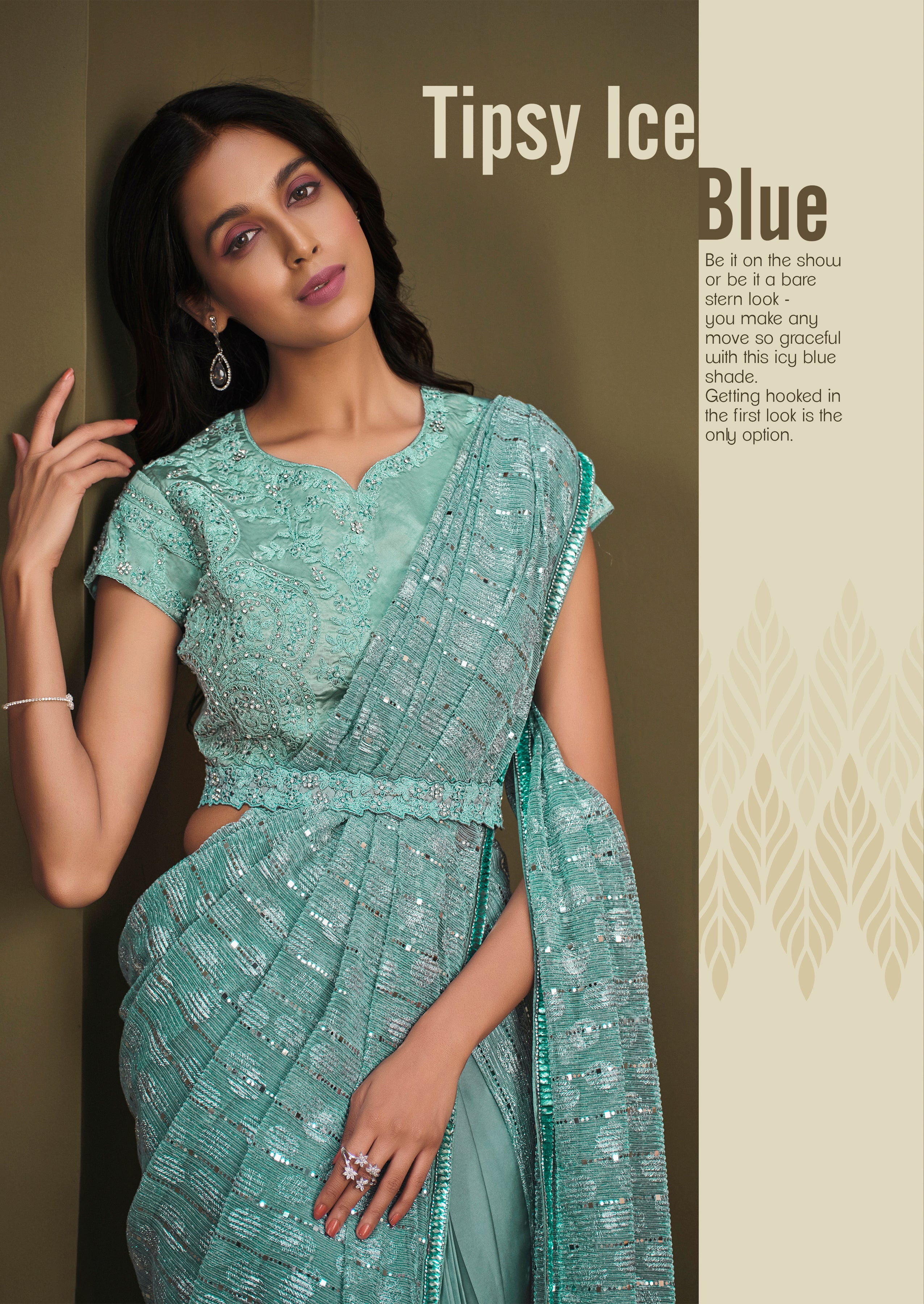 Women's Light Blue Crepe Silk Design Saree With Unstitched Blouse Piece - Navyaa