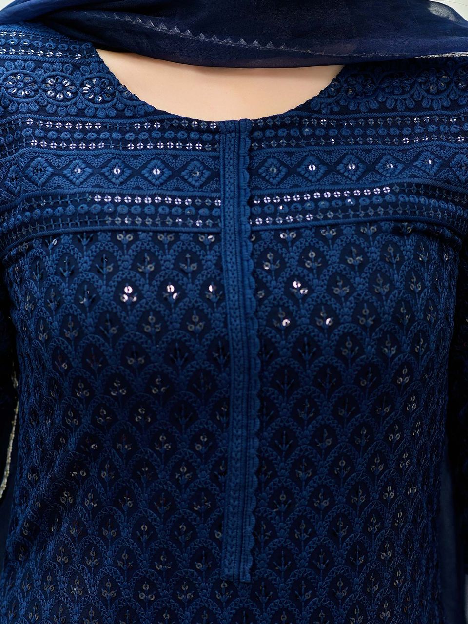 Women's Sapphire Heavy Embroidered Suit Set - Hatheli