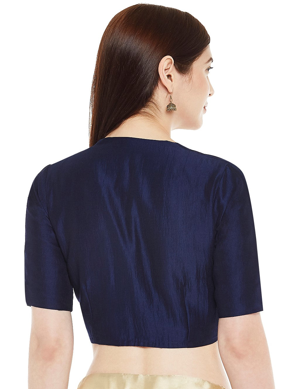Women's Polyester Solid Short Sleeve Saree Blouse. - Shringaar