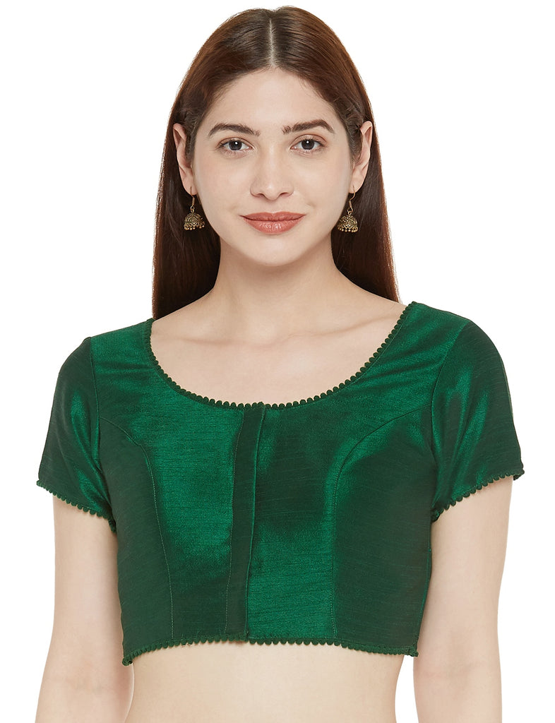Women's Polyester Solid Short Sleeve Saree Blouse.