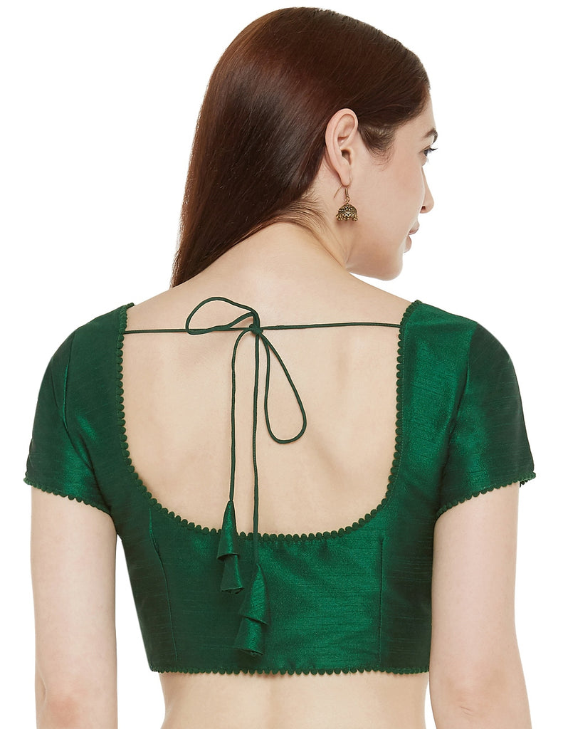 Women's Polyester Solid Short Sleeve Saree Blouse.