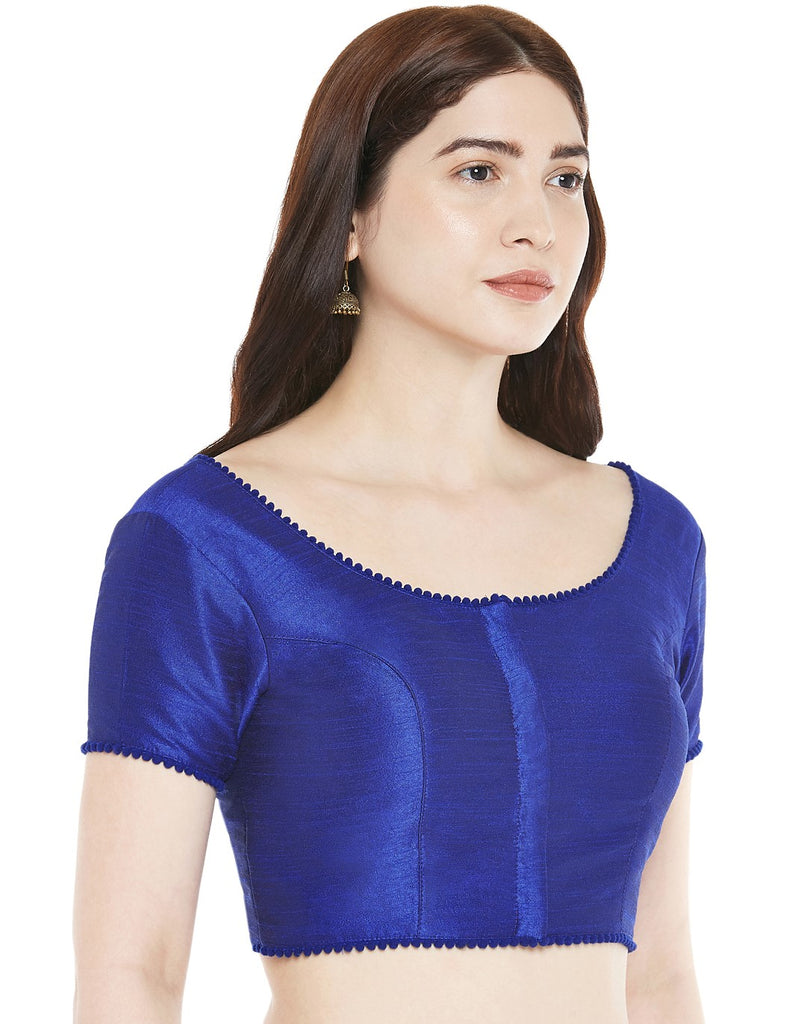 Women's Polyester Solid Short Sleeve Saree Blouse.