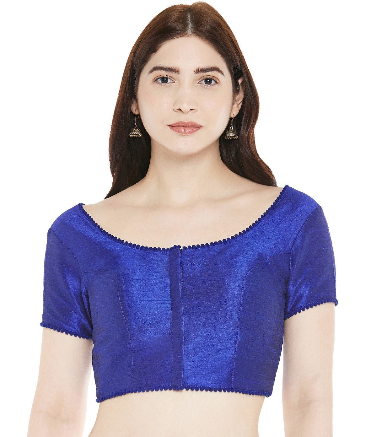 Women's Polyester Solid Short Sleeve Saree Blouse.