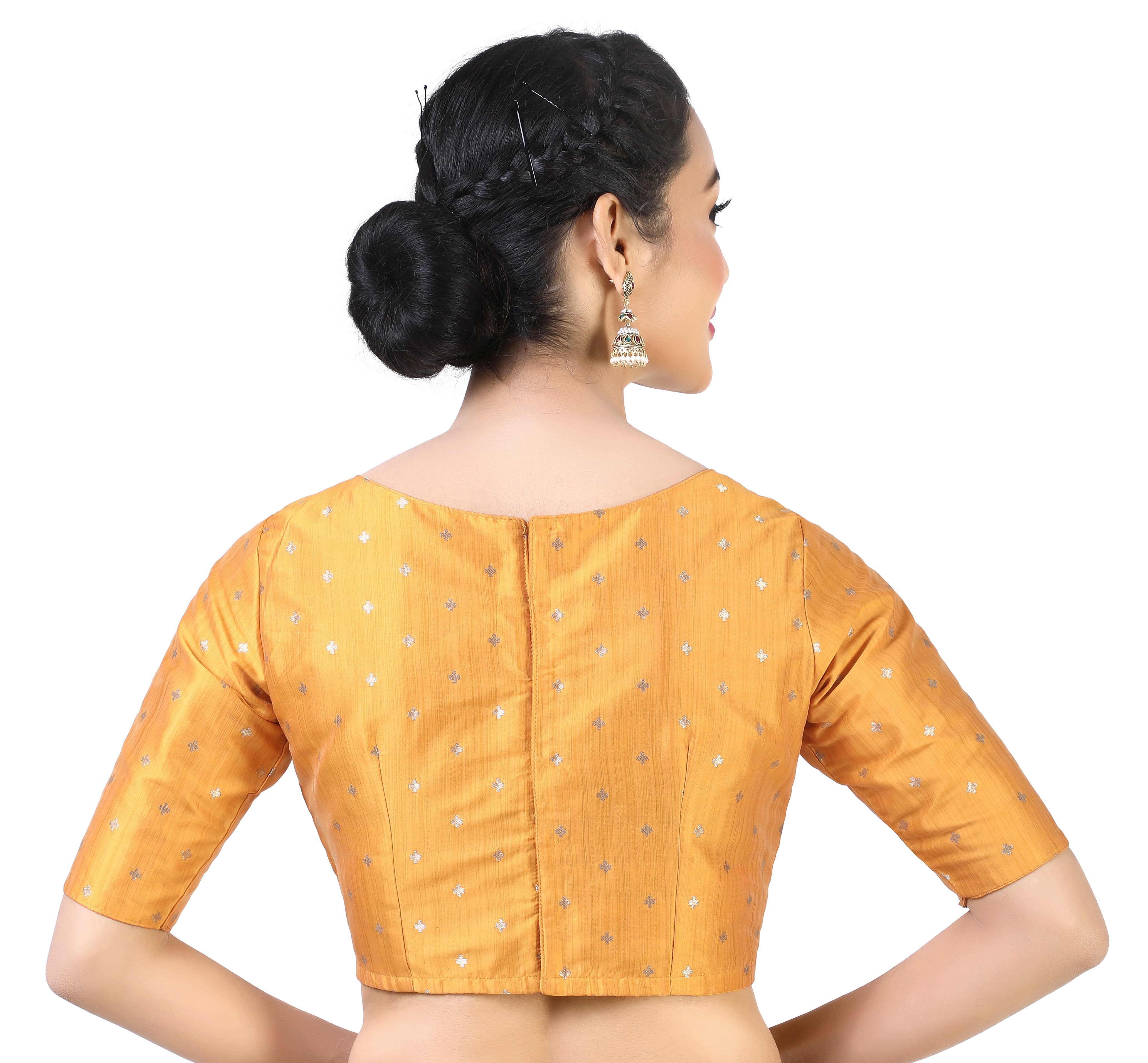 Women's Orange Brocade Blouse by Shringaar- (1pc set)