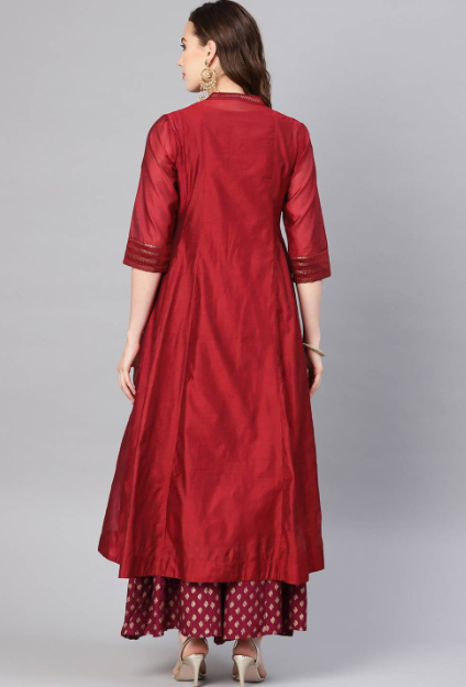Women's Chanderi Embellished Jacket Style 2 Piece Kurta - Juniper