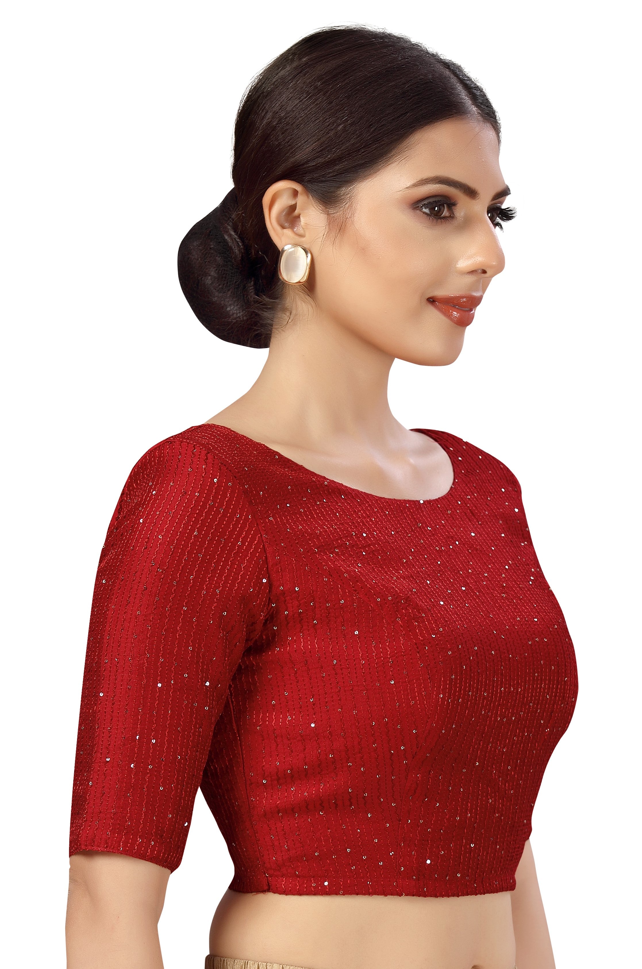 Women's Polyester Chanderi Cotton Silk Sequin Embroidered Saree Blouse. - Shringaar
