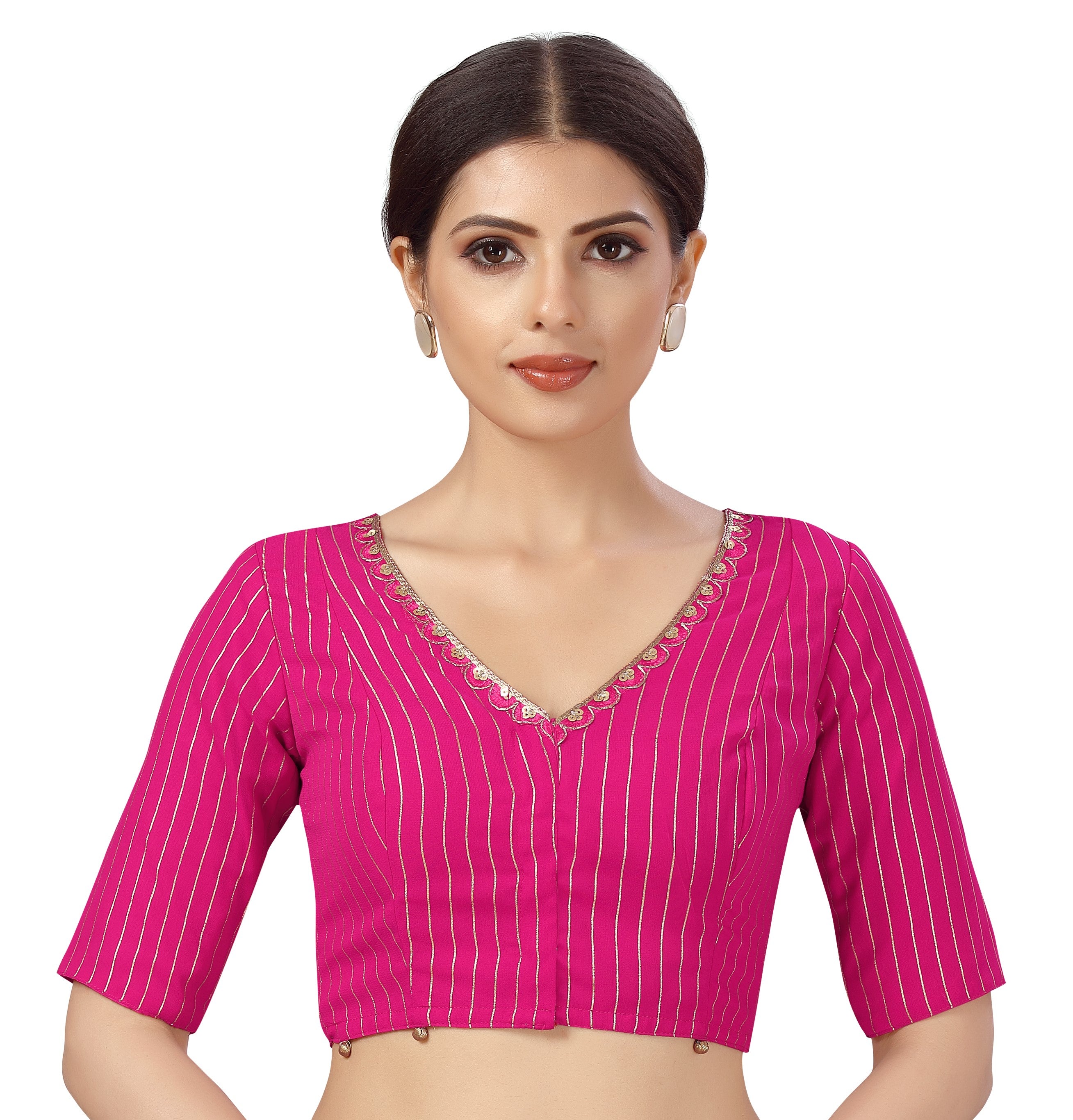 Women's Pink Georgette Embroidered Saree Blouse - Shringaar