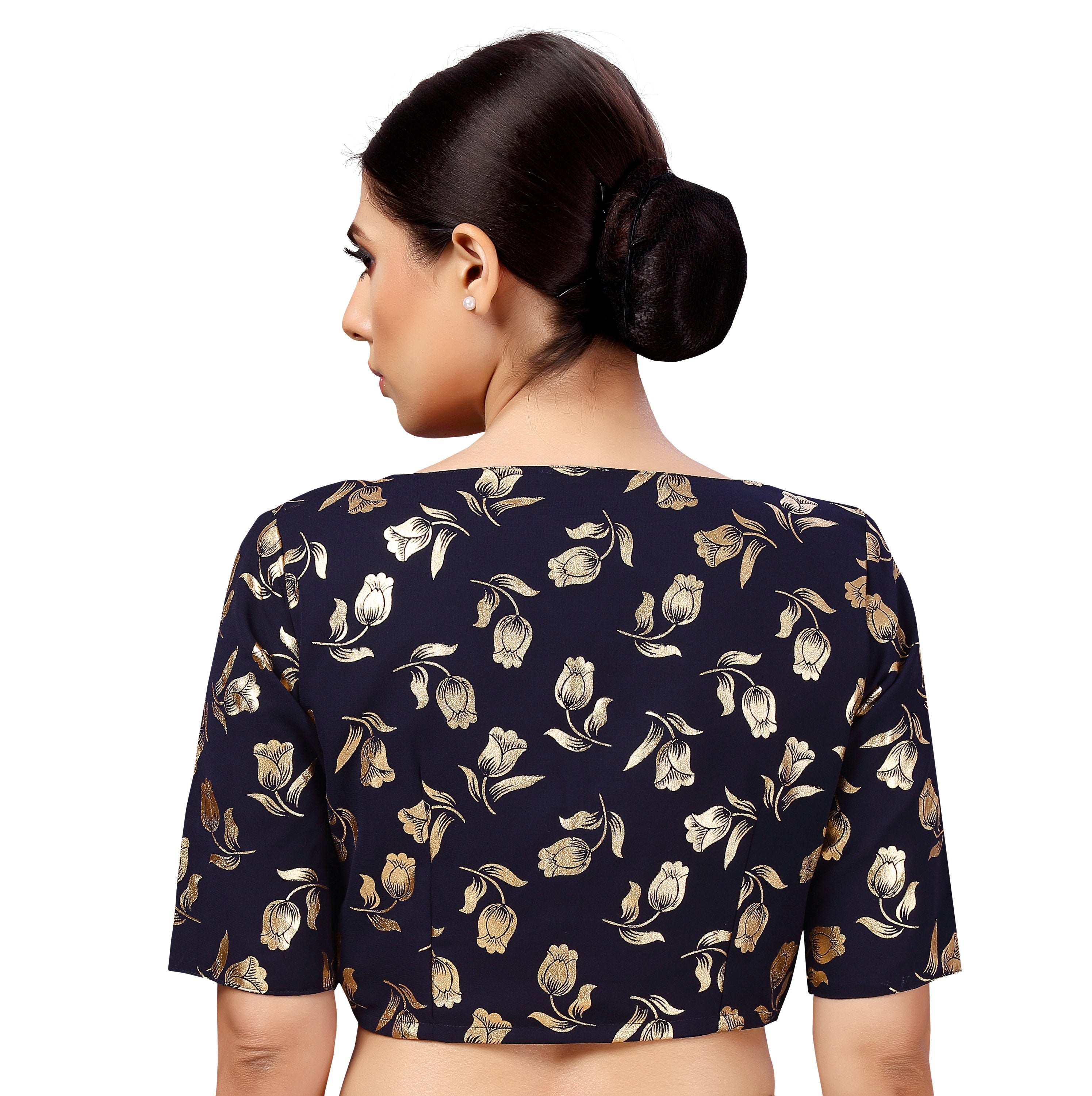 Women's Georgette Embroidered and Gold Printed Saree Blouse. - Shringaar